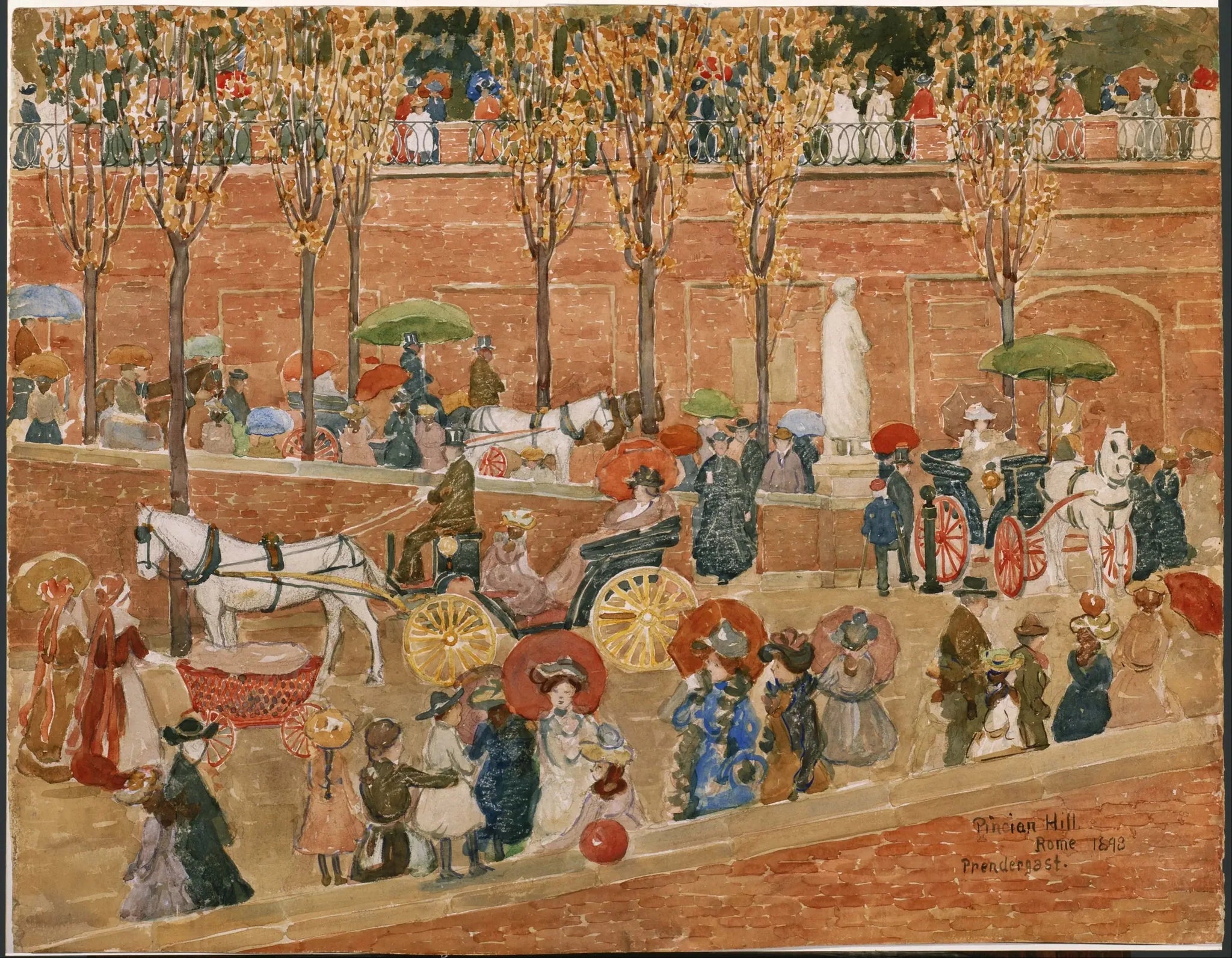 Colline du Pincio, Rome - Maurice Prendergast image 1 tableau peint à l’huile sur toile