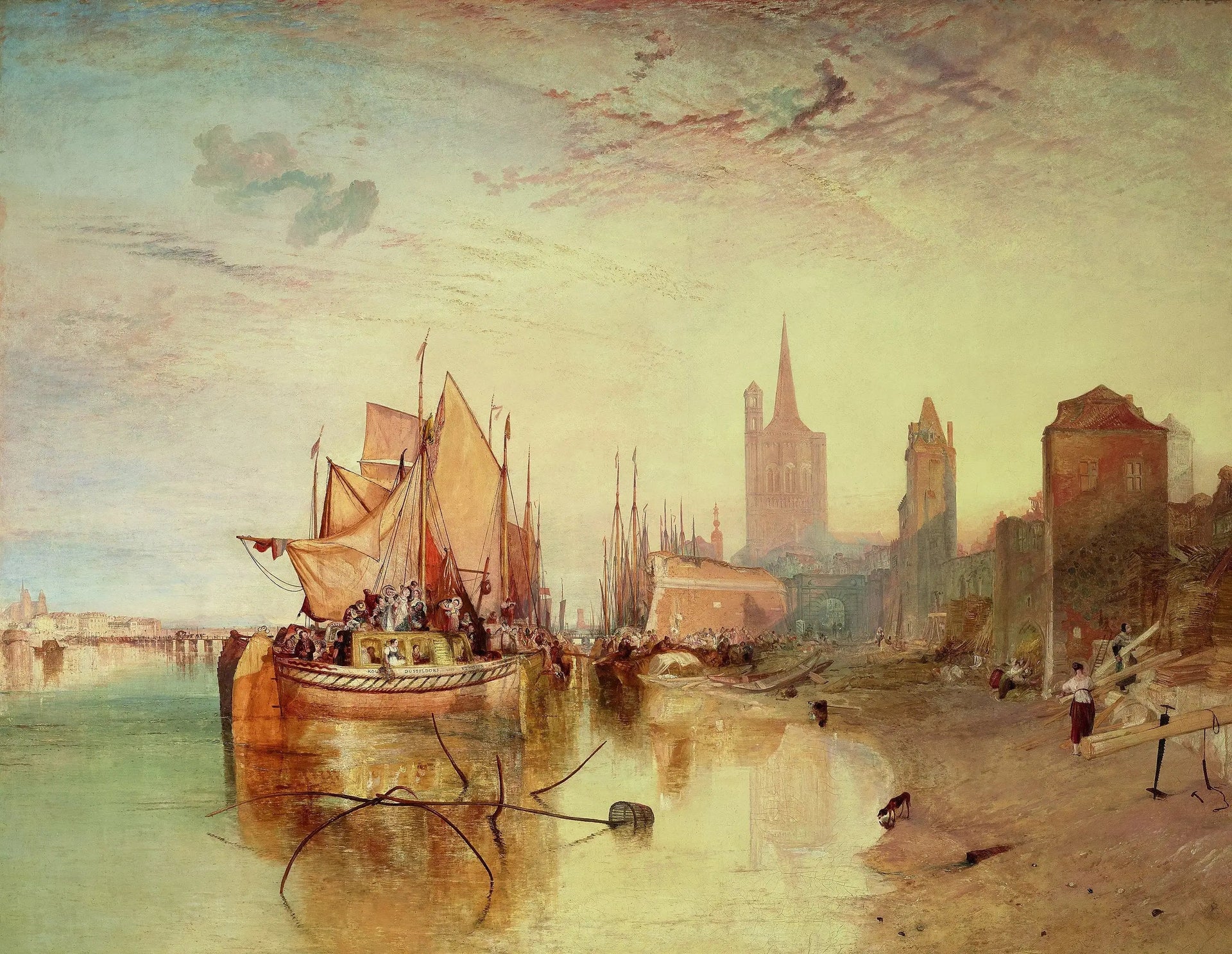 Cologne: The Arrival of a Packet-Boat: Evening - J. M. W. Turner image 1 tableau peint à l’huile sur toile