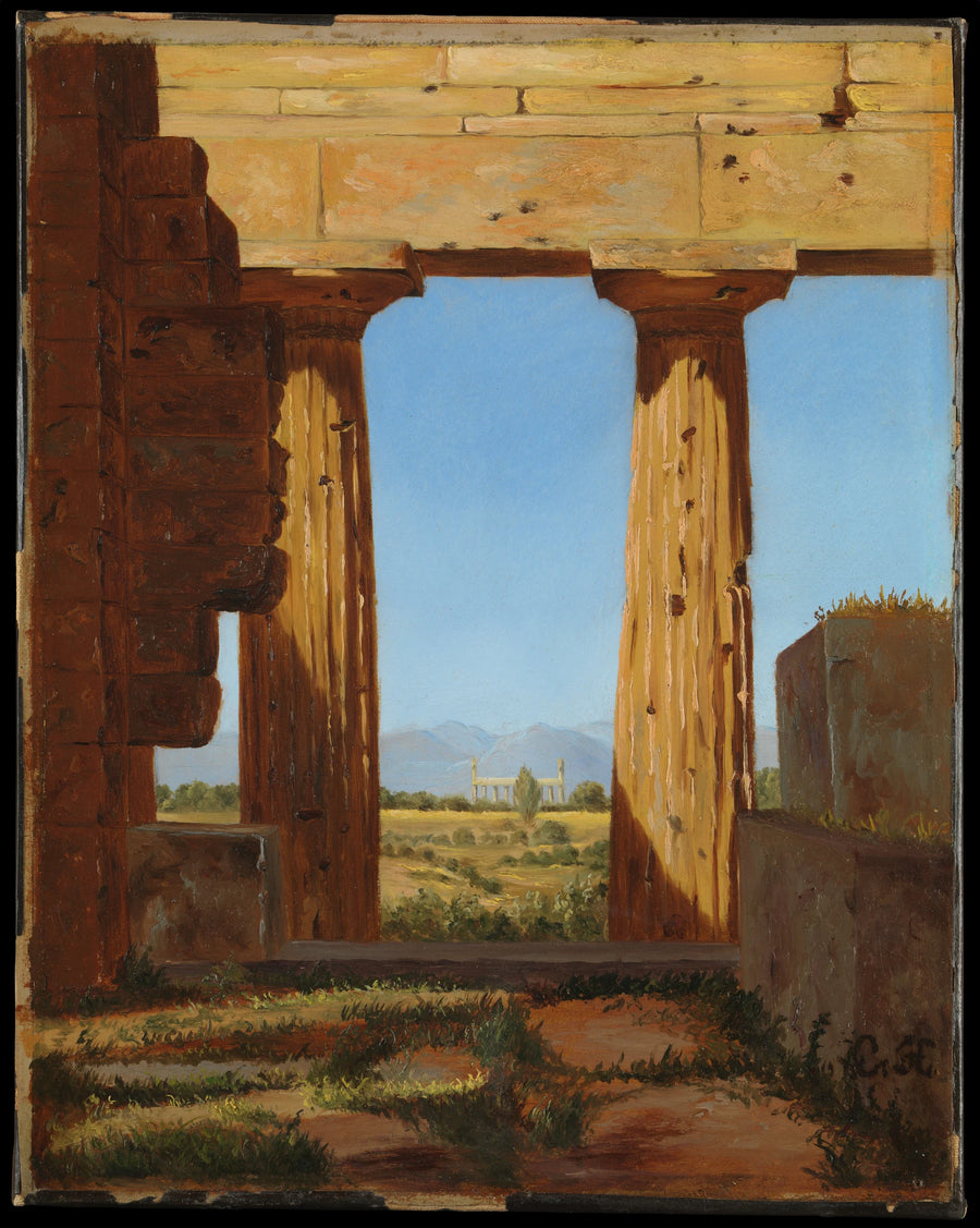 Colonnes du Temple de Neptune à Paestum - Constantin Hansen