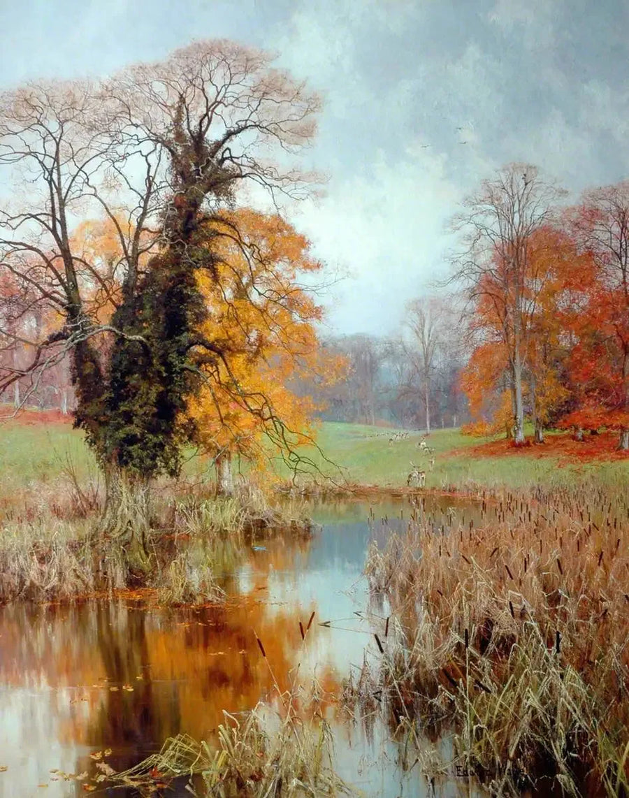 Coloration d'automne (« Quand des feuilles jaunes, ou aucune, ou peu, pendent sur ces branches ») - Edward Wilkins Waite image 1 copie de tableau peinte à la main
