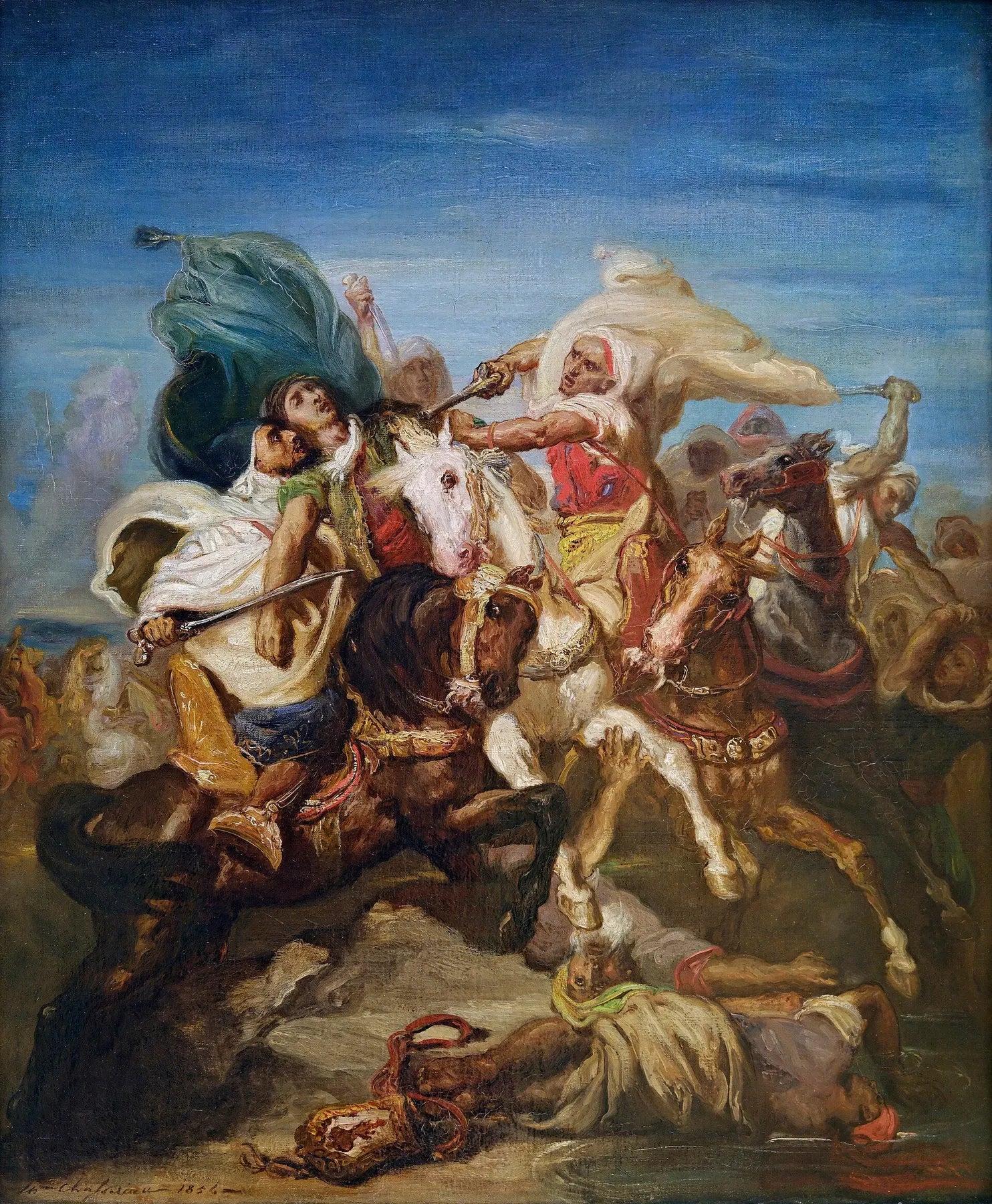 Combat de cavaliers arabes - Théodore Chassériau image 1 reproduction de peinture à l’huile