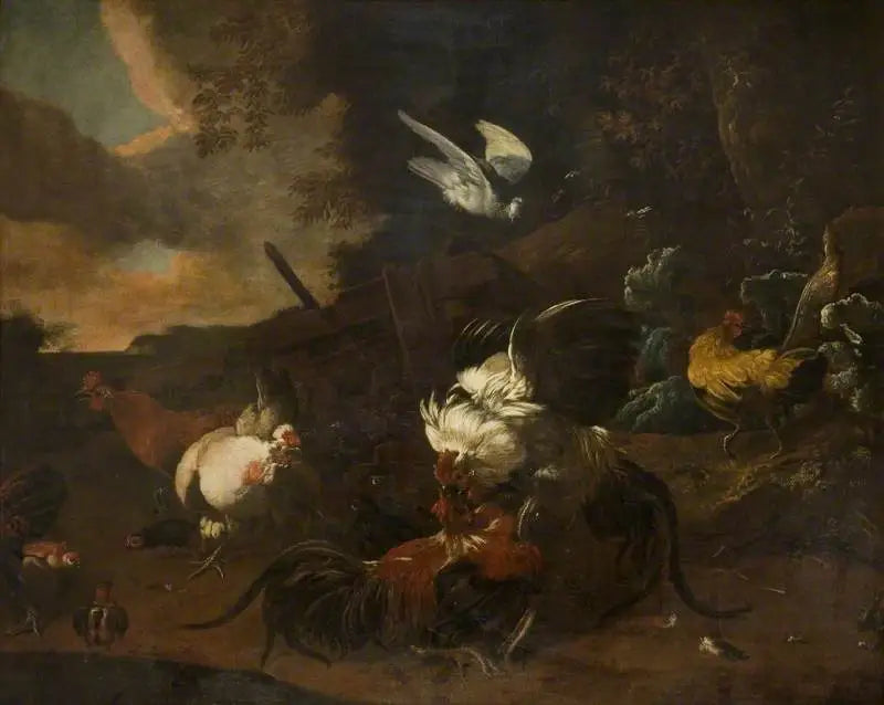 Combat de coqs (« Guerre et Paix ») - Melchior de Hondecoeter
