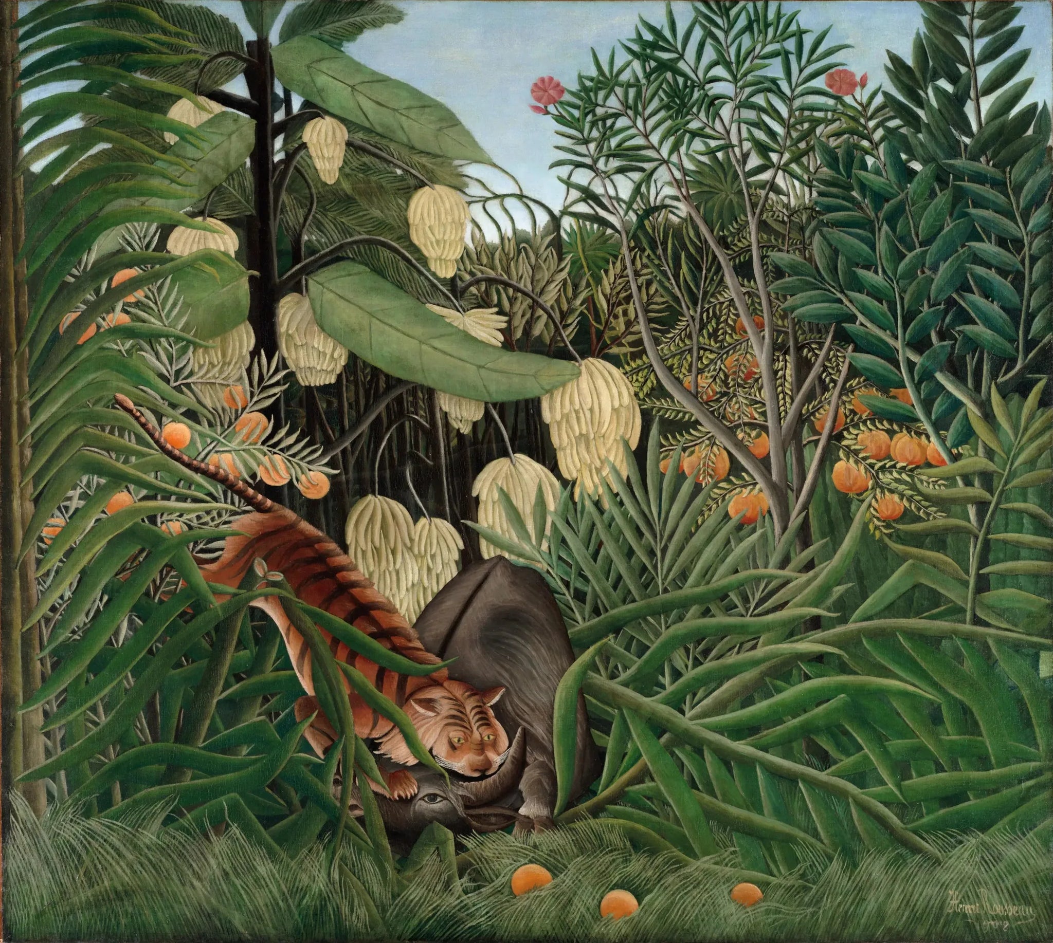 Combat de tigre et de buffle - Henri Rousseau image 1 tableau peint à l’huile sur toile