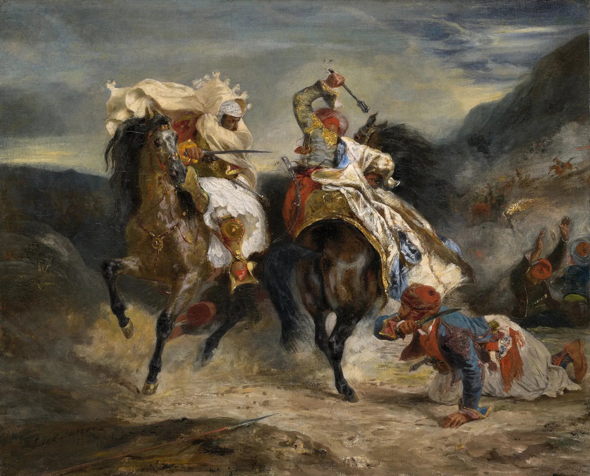 Combat du Giaour et Hassan - Eugène Delacroix image 1 reproduction de peinture à l’huile