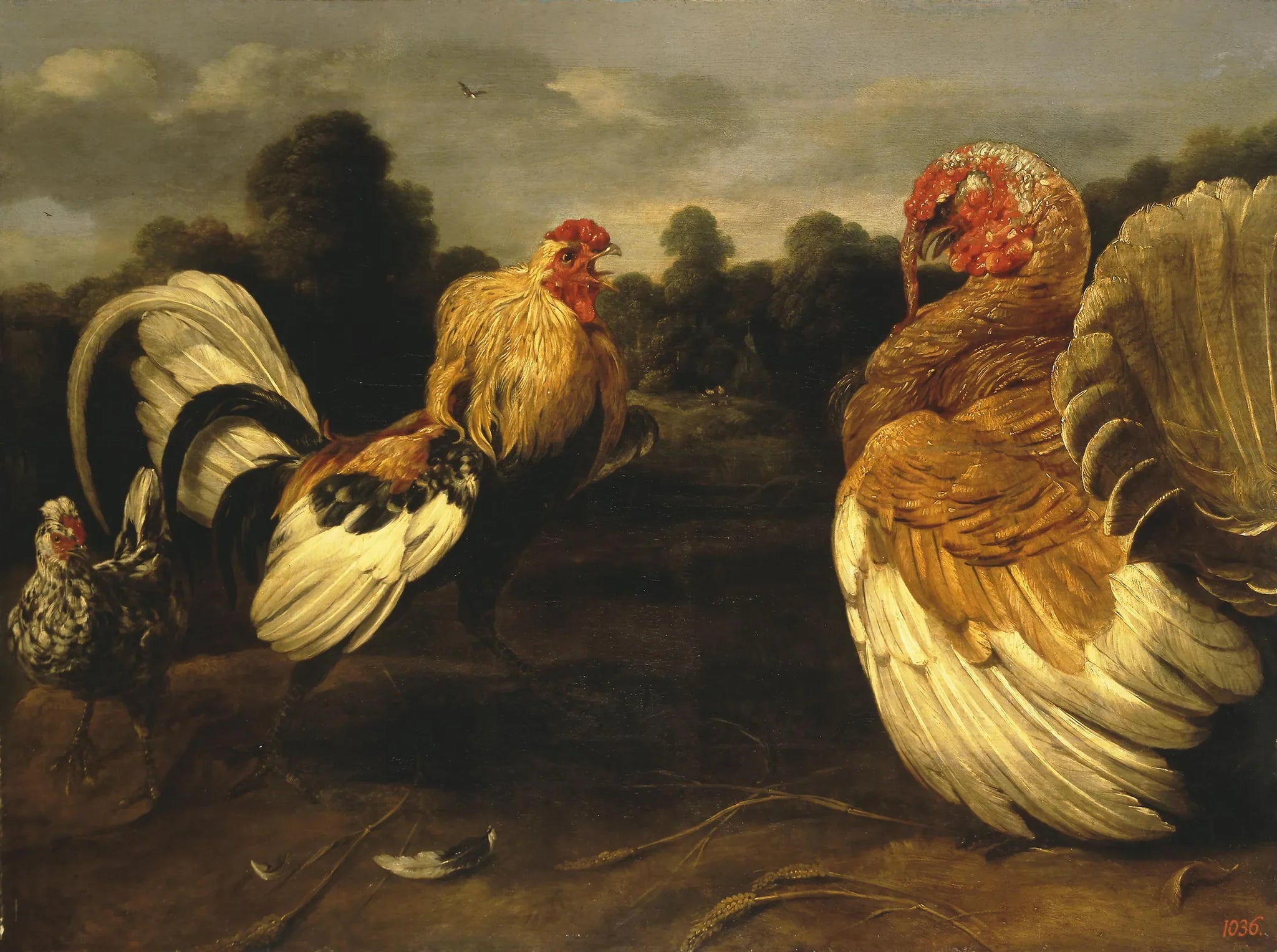 Combat entre un coq et un dindon - Frans Snyders image 1 copie peinte à la main à l’huile