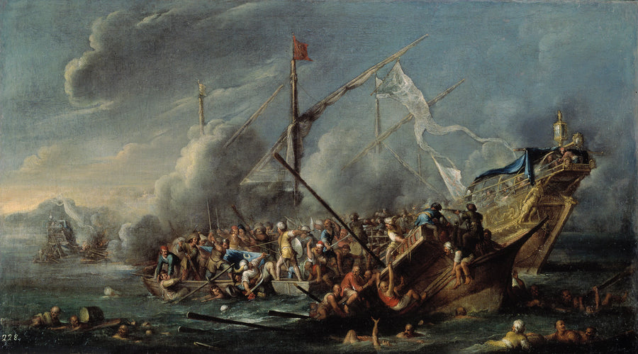 Combat naval entre Espagnols et Turcs - Cornelis de Wael