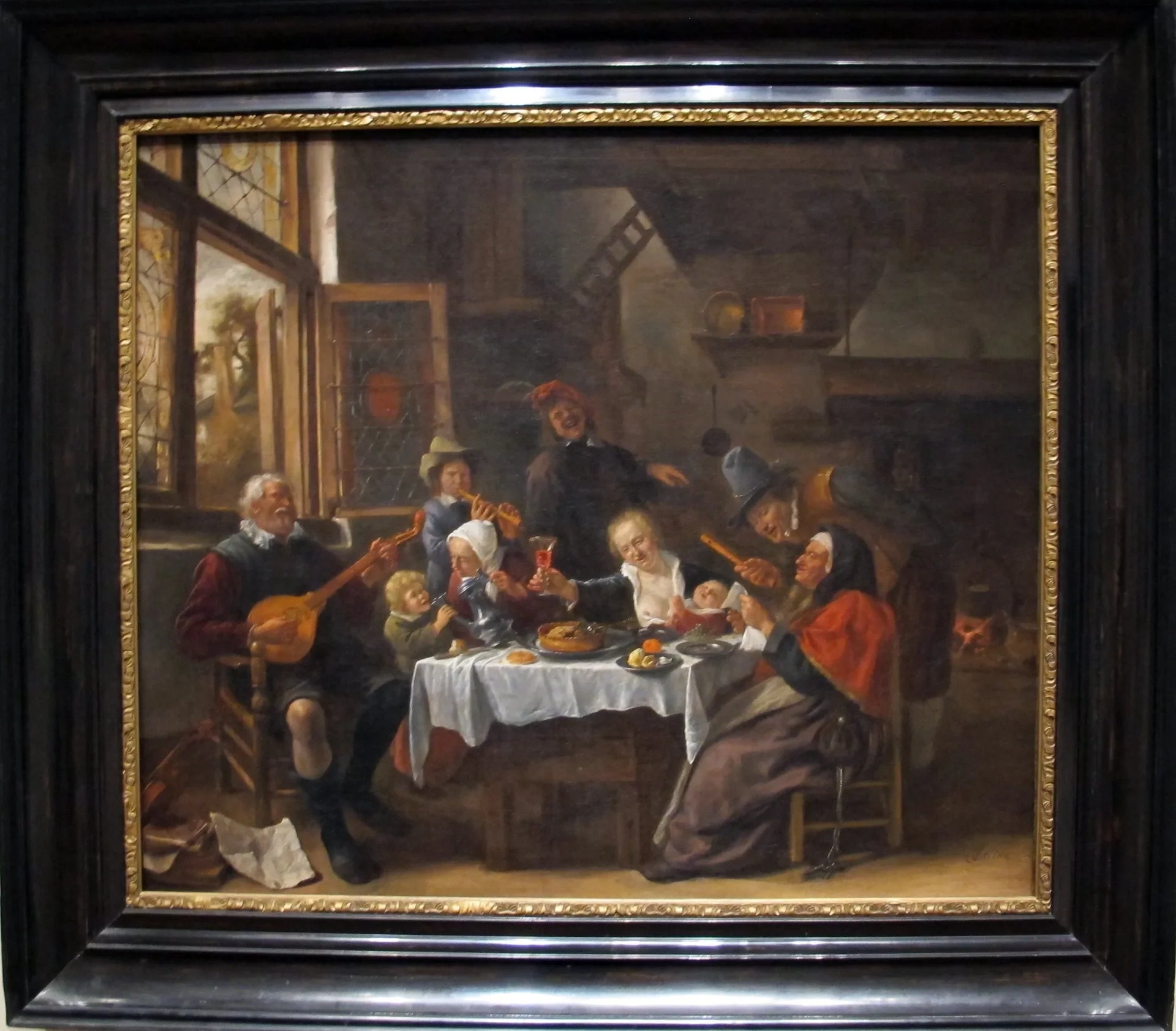 Comme chantent les anciens, ainsi jouent les jeunes - Jan Steen image 1 reproduction artisanale de tableau