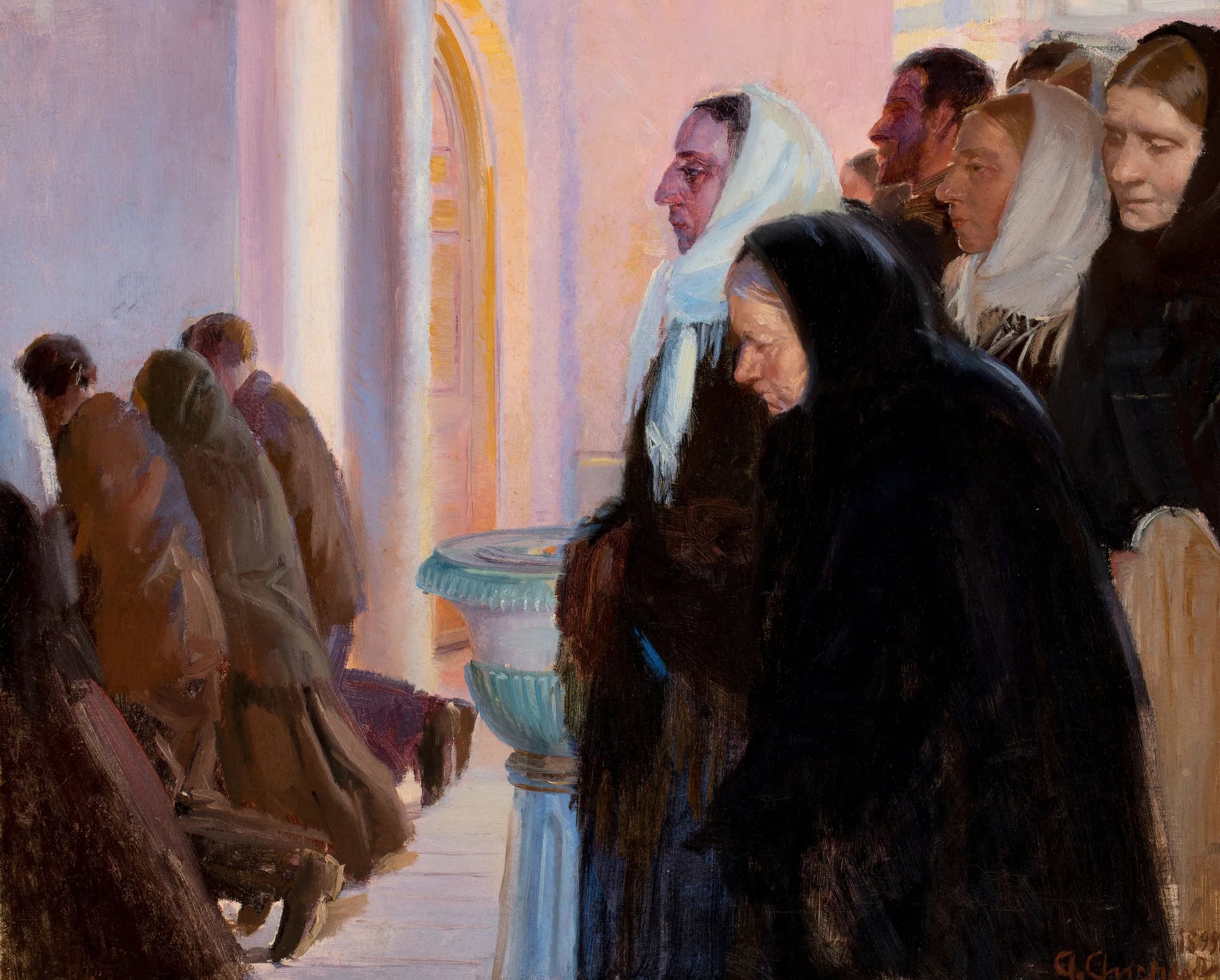 Communion dans l'église de Skagen. - Anna Ancher image 1 reproduction de peinture à l’huile