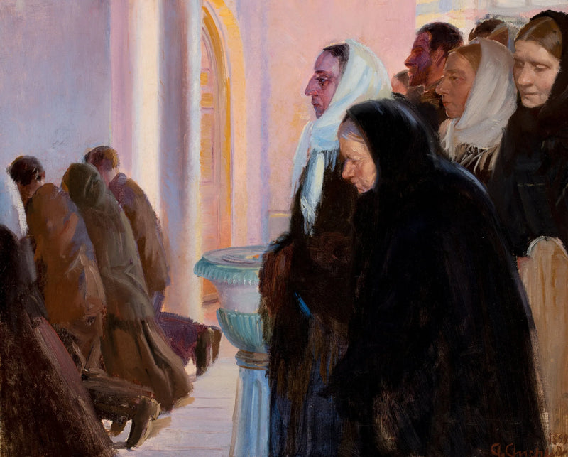 Communion dans l'église de Skagen. - Anna Ancher