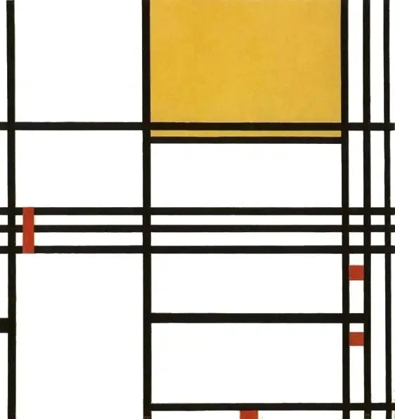 Composition 9 avec du noir, du blanc, du jaune et du rouge - Piet Mondrian image 1 copie de tableau peinte à la main