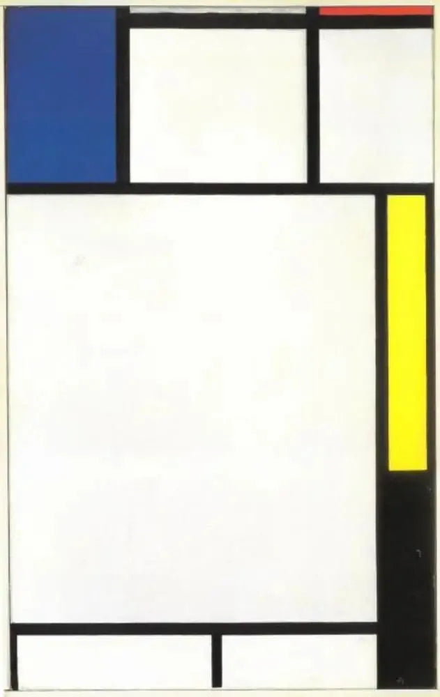 Composition avec bleu, rouge, jaune et noir - Piet Mondrian image 1 reproduction artisanale de tableau