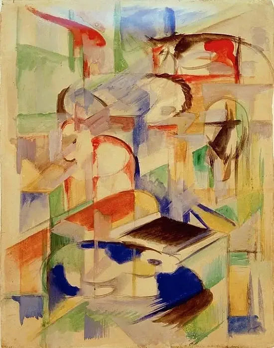Composition avec des animaux - Franz Marc image 1 reproduction réalisée par Alpha Reproduction