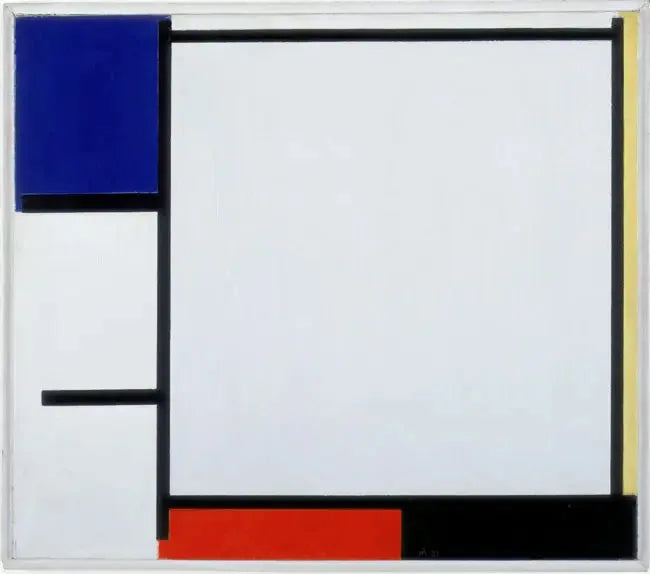 Composition avec du bleu, du jaune, du rouge, du noir et du gris - Piet Mondrian