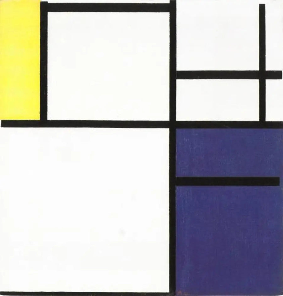 Composition avec du jaune, du bleu et du bleu-blanc - Piet Mondrian