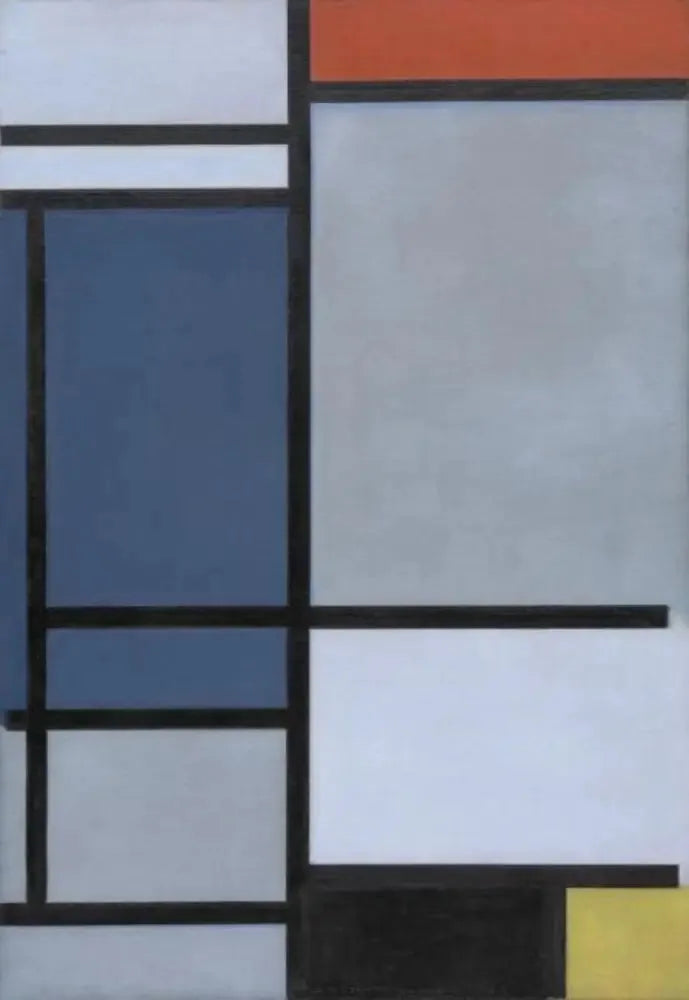 Composition avec du rouge, du bleu, du noir, du jaune et du gris - Piet Mondrian image 1 copie peinte à la main à l’huile
