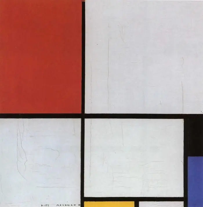 Composition avec du rouge, du noir, du bleu et du jaune - Piet Mondrian image 1 copie peinte à la main à l’huile