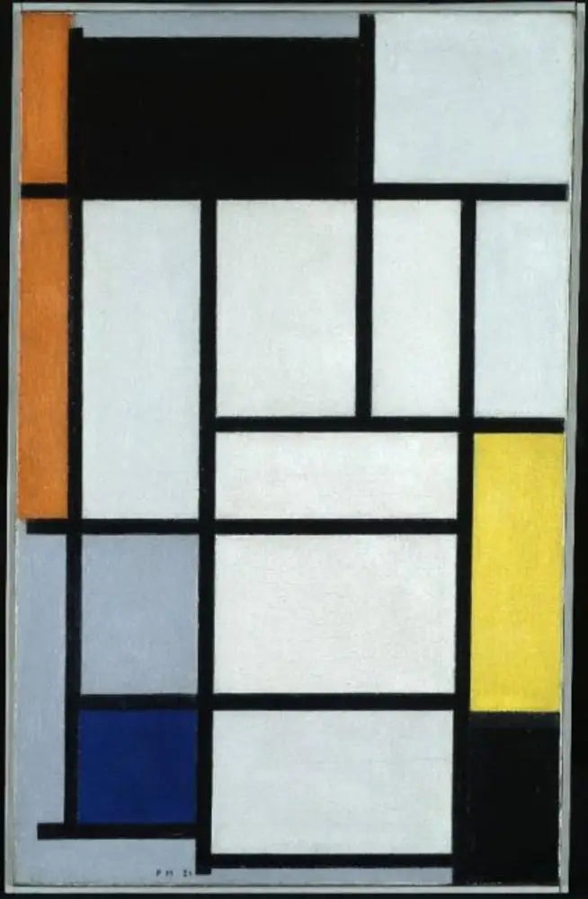 Composition avec du rouge, du noir, du jaune, du bleu et du gris - Piet Mondrian