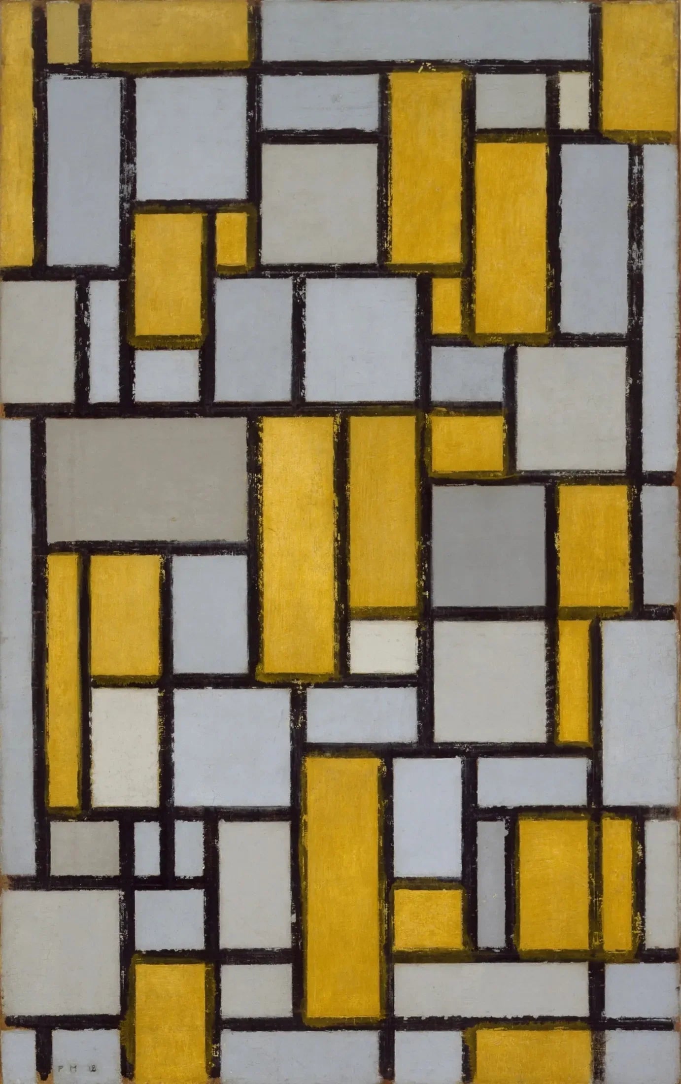Composition avec grille 1 - Piet Mondrian image 1 copie de tableau peinte à la main