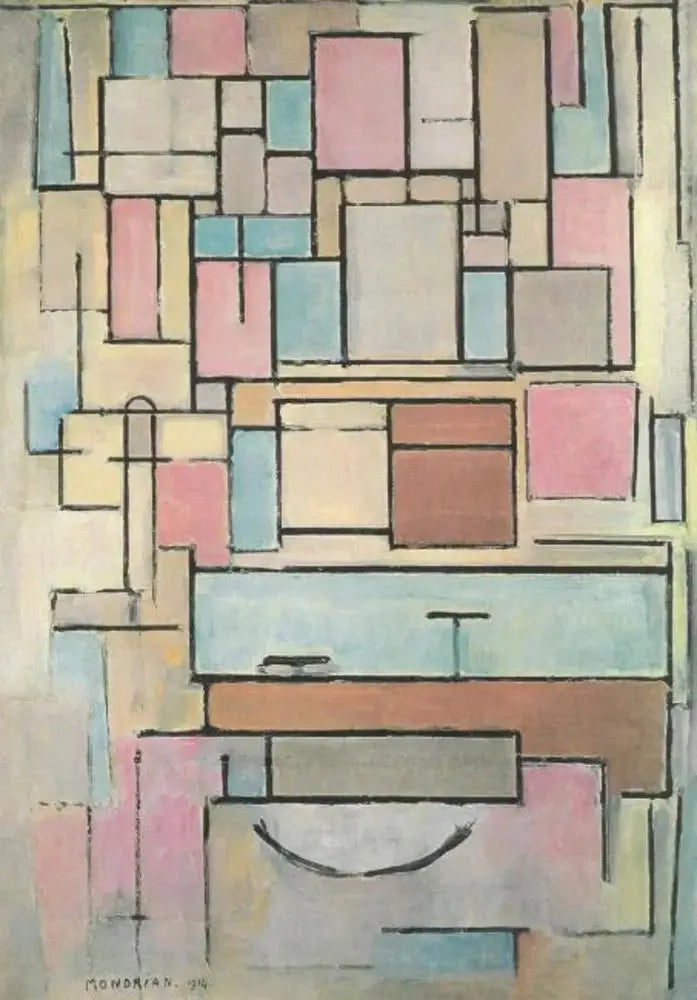 Composition avec plans de couleurs : façade - Piet Mondrian image 1 tableau peint à l’huile sur toile