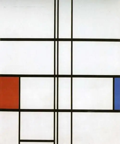 Composition en blanc, rouge et bleu - Piet Mondrian image 1 reproduction artisanale de tableau