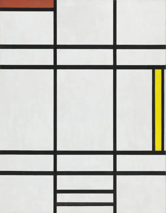 Composition en blanc, rouge et jaune - Piet Mondrian image 1 reproduction de peinture à l’huile