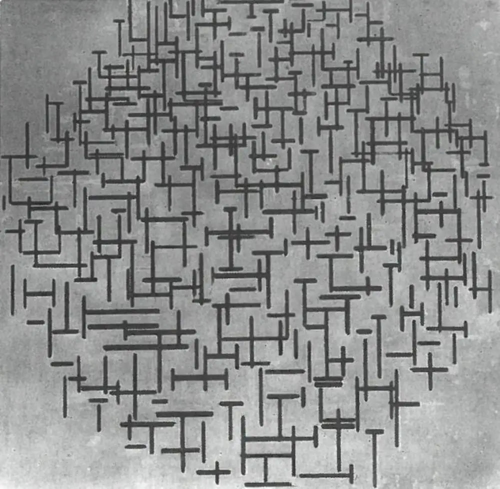 Composition en ligne - Piet Mondrian image 1 reproduction de peinture à l’huile