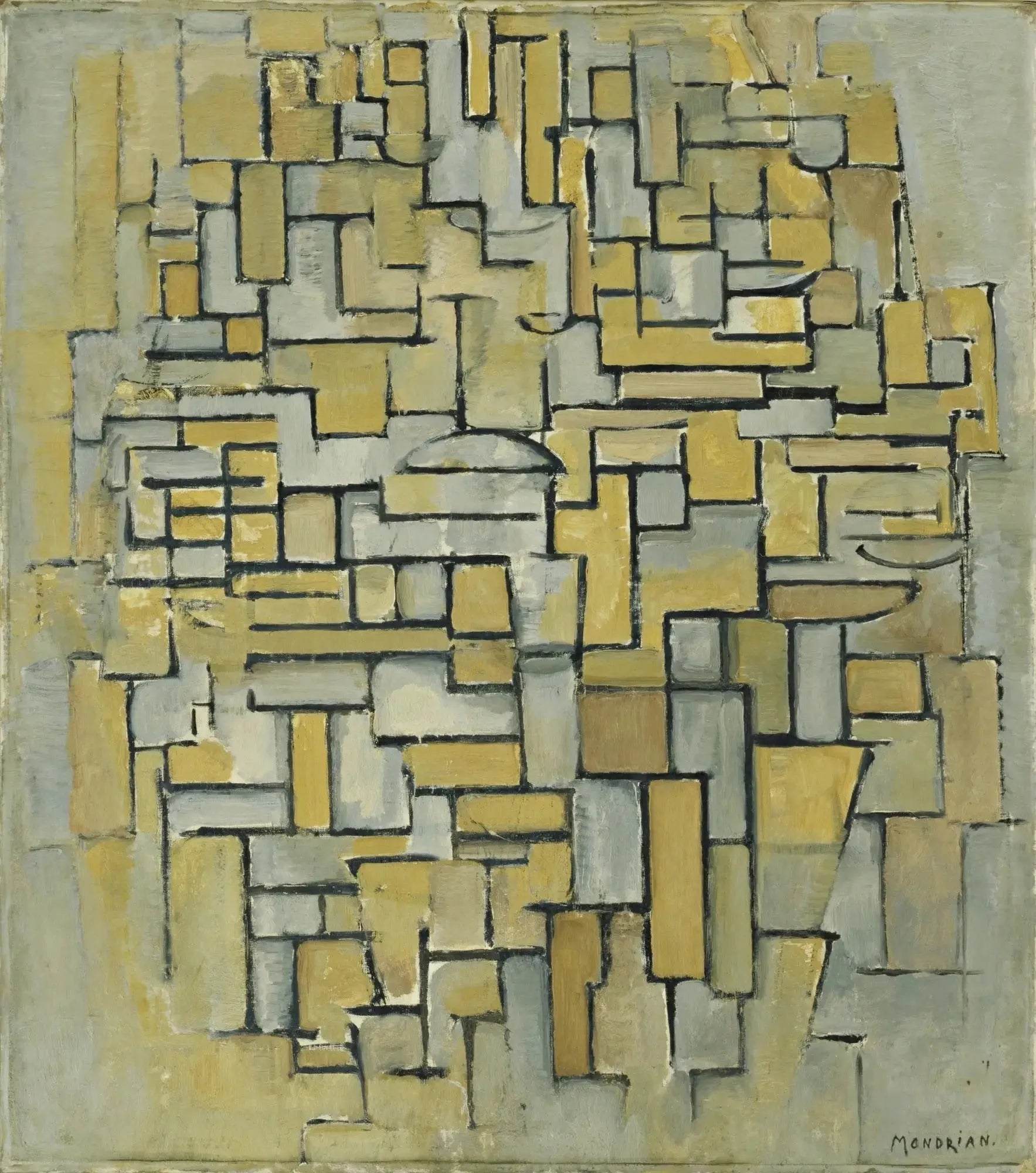 Composition en marron et gris - Piet Mondrian image 1 copie peinte à la main à l’huile
