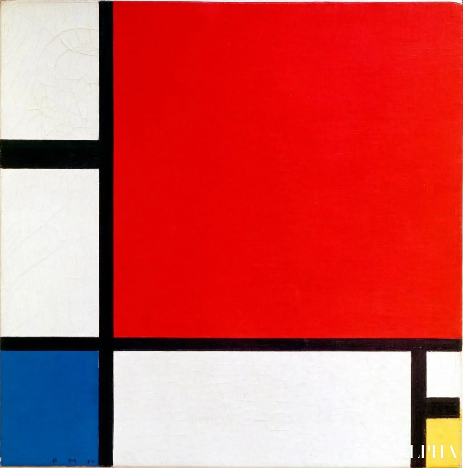 Composition en rouge, bleu et jaune - Piet Mondrian image 1 tableau peint à l’huile sur toile