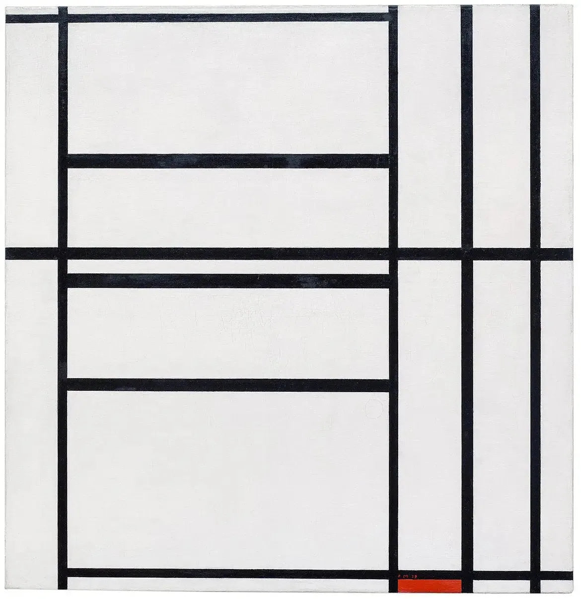 Composition n° 1 avec gris et rouge 1938 / Composition avec rouge 1939 - Piet Mondrian image 1 reproduction de peinture à l’huile