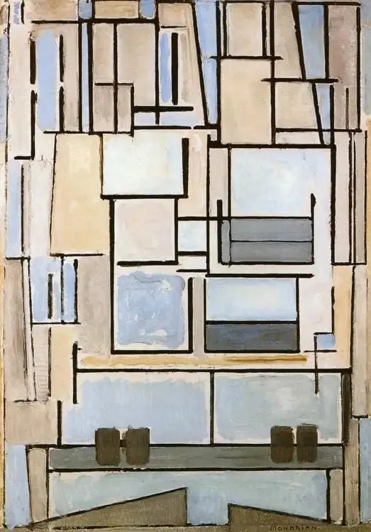Composition n° VI, Composition 9 (Façade bleue) - Piet Mondrian image 1 tableau peint à l’huile sur toile