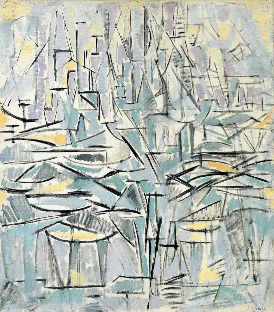 Composition n° XVI, Composition 1 (Arbres) - Piet Mondrian image 1 reproduction de peinture à l’huile