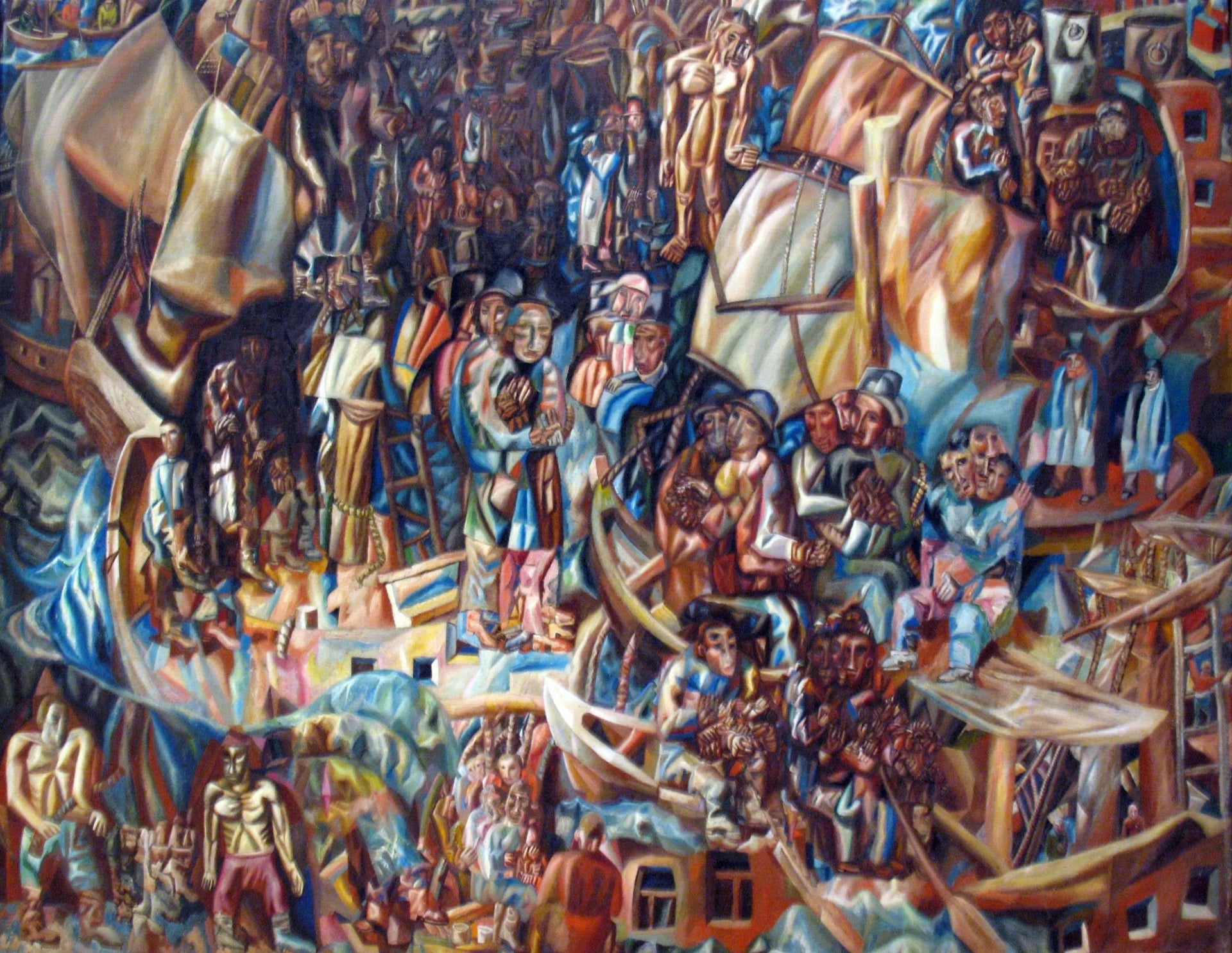 Composition : Navires - Pavel Filonov image 1 copie peinte à la main à l’huile