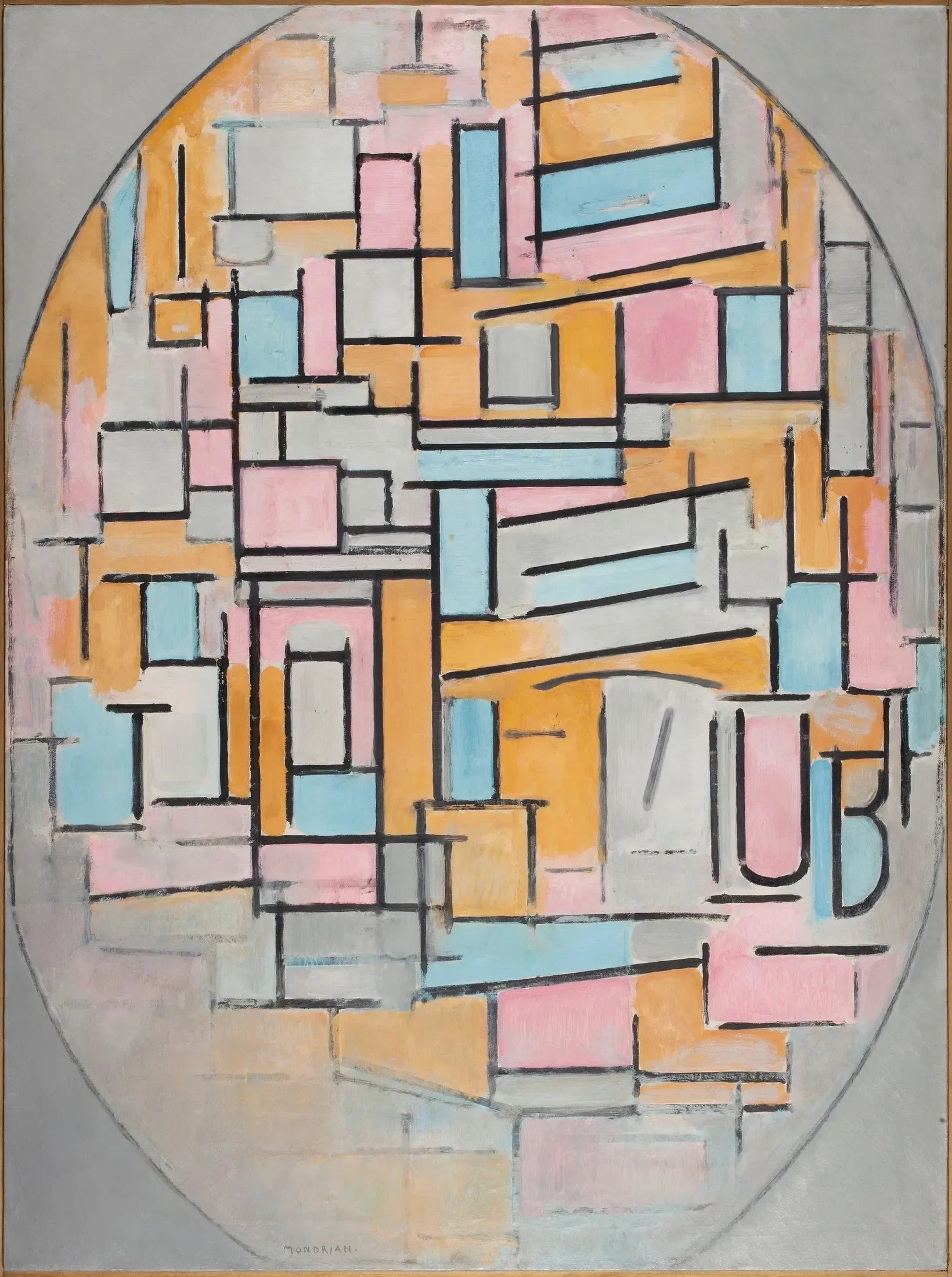 Composition ovale avec panneaux de couleur 2 - Piet Mondrian image 1 reproduction de peinture à l’huile