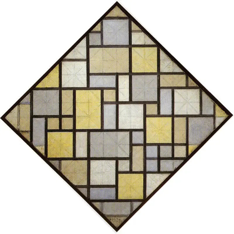 Composition : Plans de couleur claire avec lignes grises - Piet Mondrian image 1 reproduction de peinture à l’huile