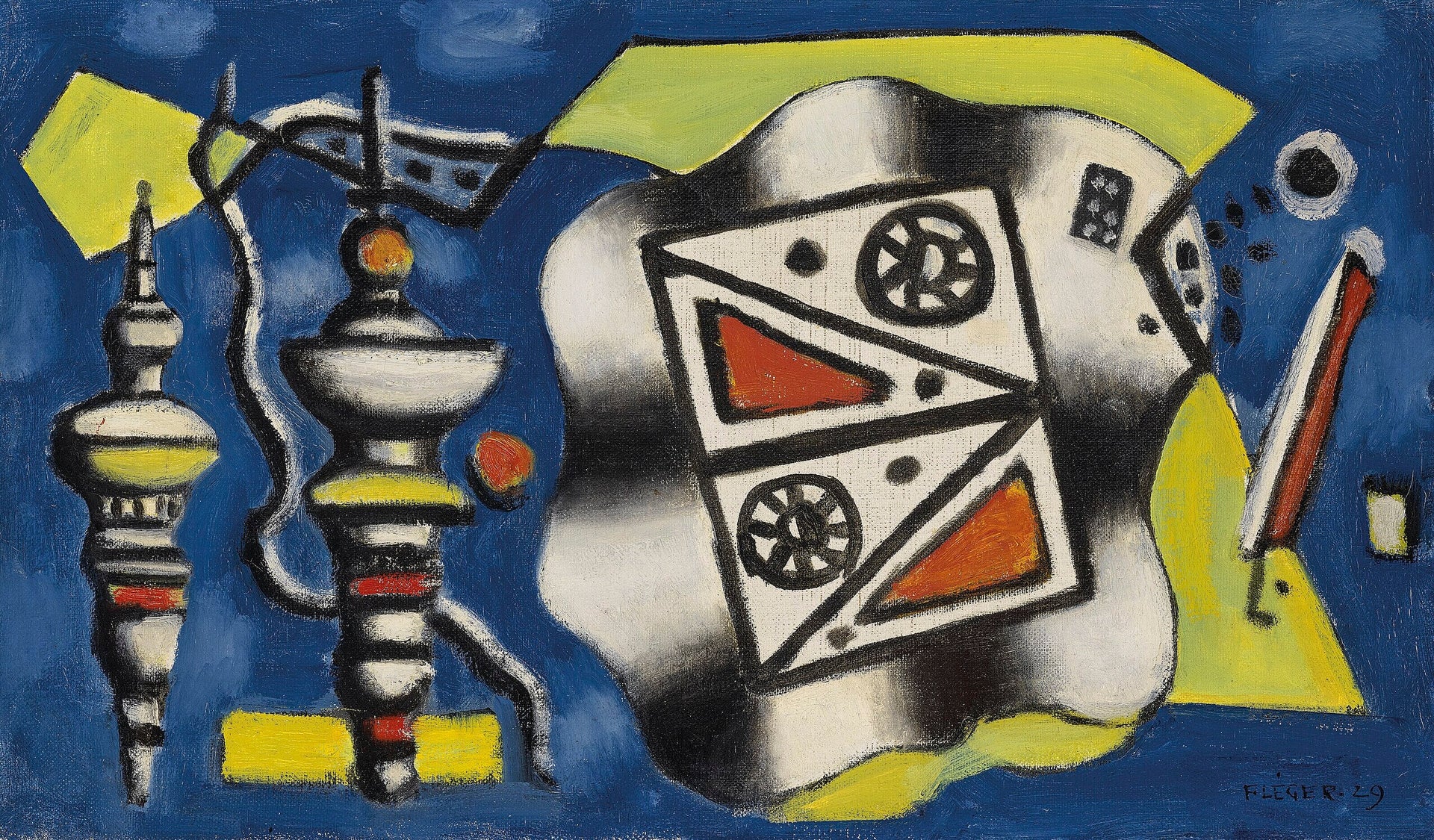 Composition sur fond bleu (1929) - Fernand Léger image 1 copie peinte à la main à l’huile