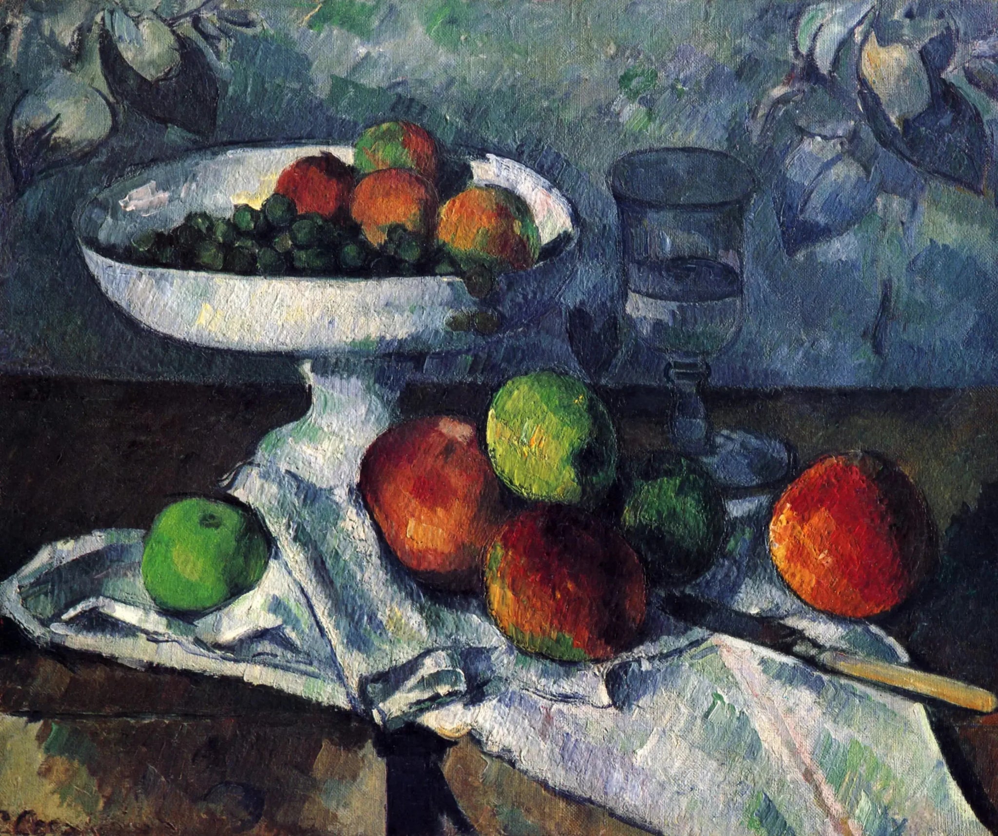 Compotier, Verre et Pommes - Paul Cézanne image 1 copie peinte à la main à l’huile