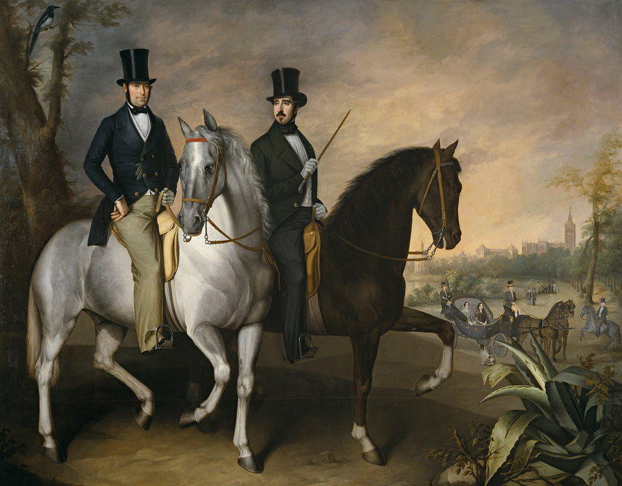Le comte de Pinohermoso et le marquis de Molins à cheval aux portes de Séville - José Roldán y Martínez
