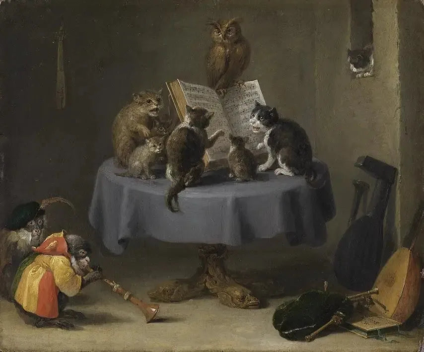 Concert de chats - David Teniers le Jeune image 1 reproduction artisanale de tableau