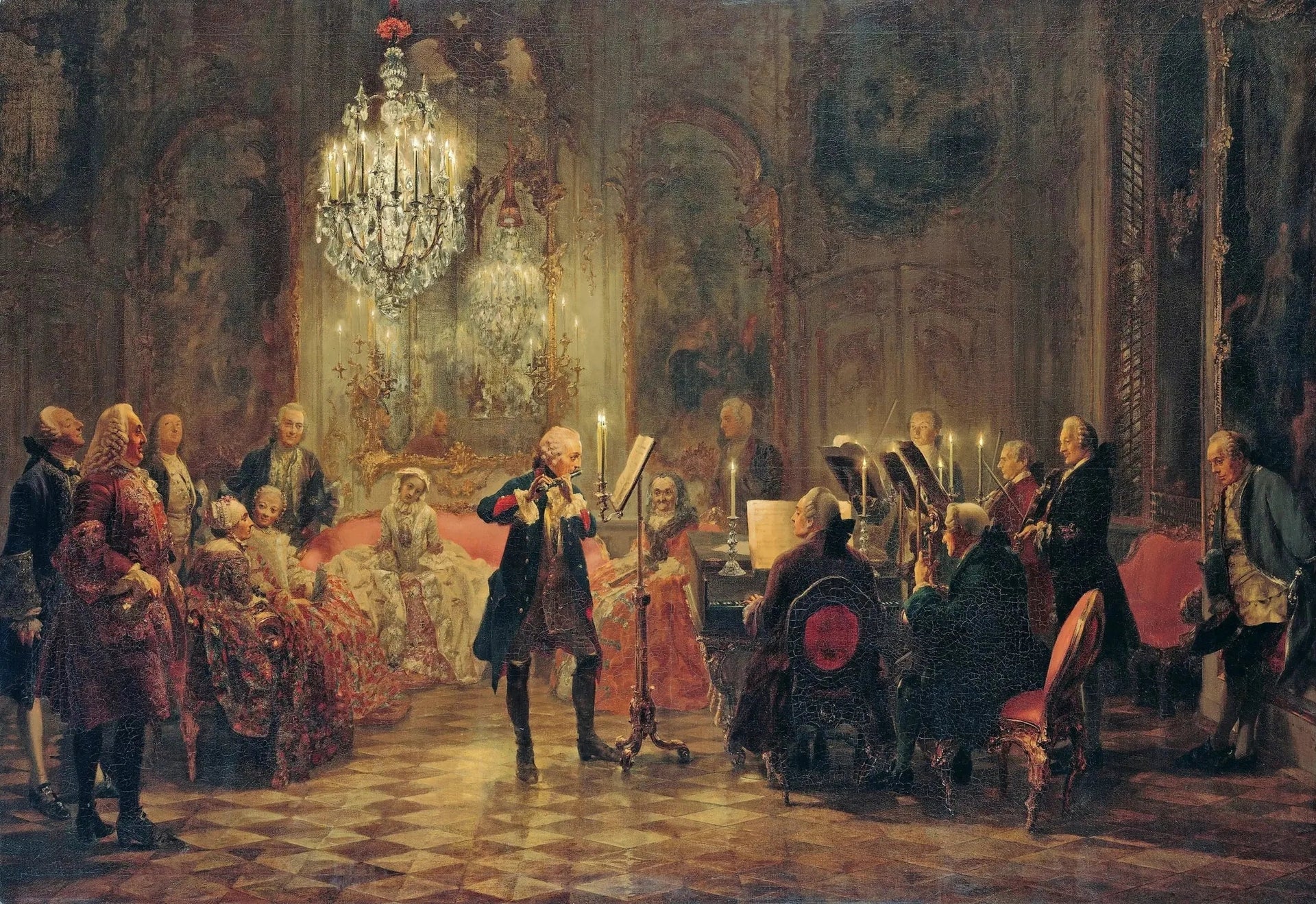 Concert de flûte de Frédéric le Grand à Sanssouci - Adolph von Menzel image 1 reproduction de peinture à l’huile