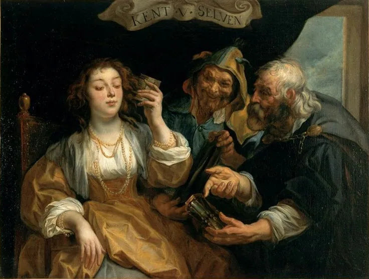 Connais toi toi-même ; la jeunesse entre le vice et la vertu - Jacob Jordaens