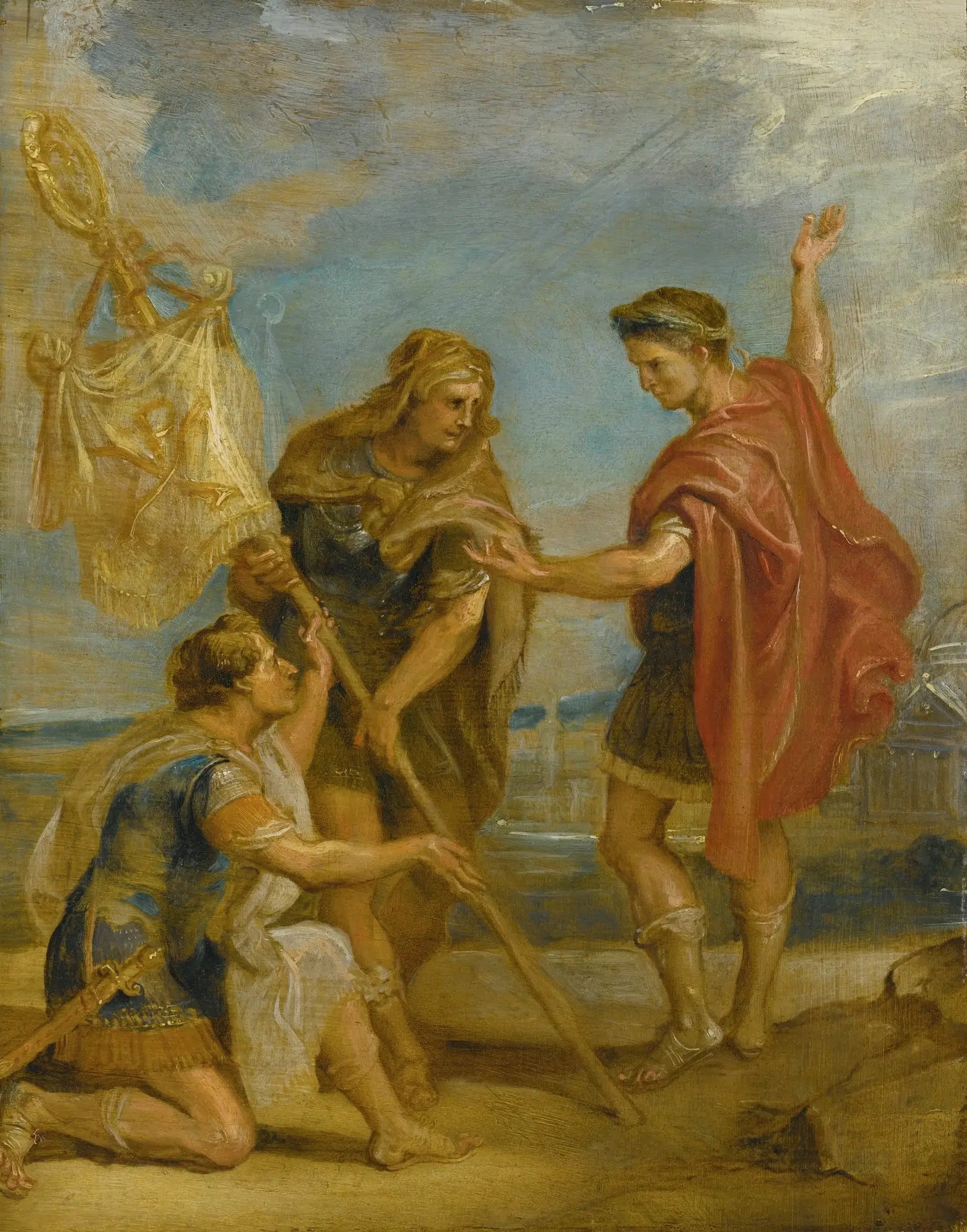 Constantin reçoit l'étendard avec le monogramme du Christ comme signe impérial (Le Labarum) - Peter Paul Rubens image 1 copie de tableau peinte à la main