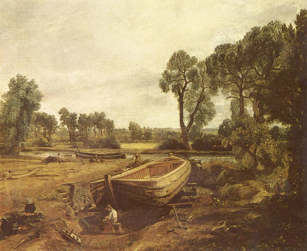 Construction de bateau près de Flatford Mill - John Constable image 1 reproduction d’œuvre d’art à l’huile