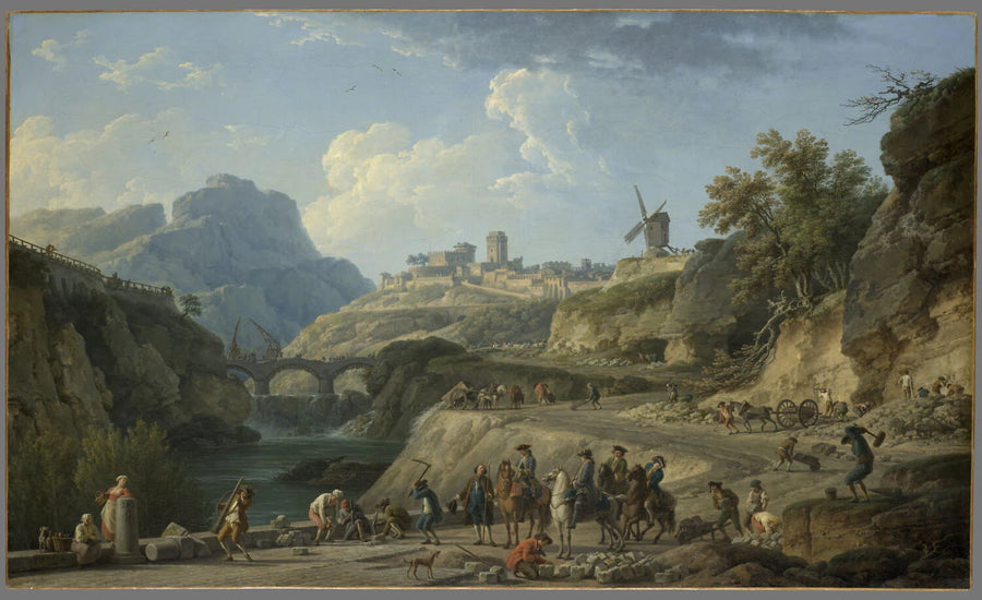 La Construction d'un grand chemin. (À cheval, l'ingénieur Perronet) - Claude-Joseph Vernet
