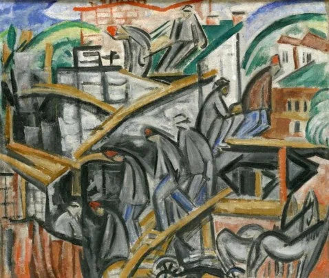 construire une maison - Olga Rozanova image 1 tableau peint à l’huile sur toile