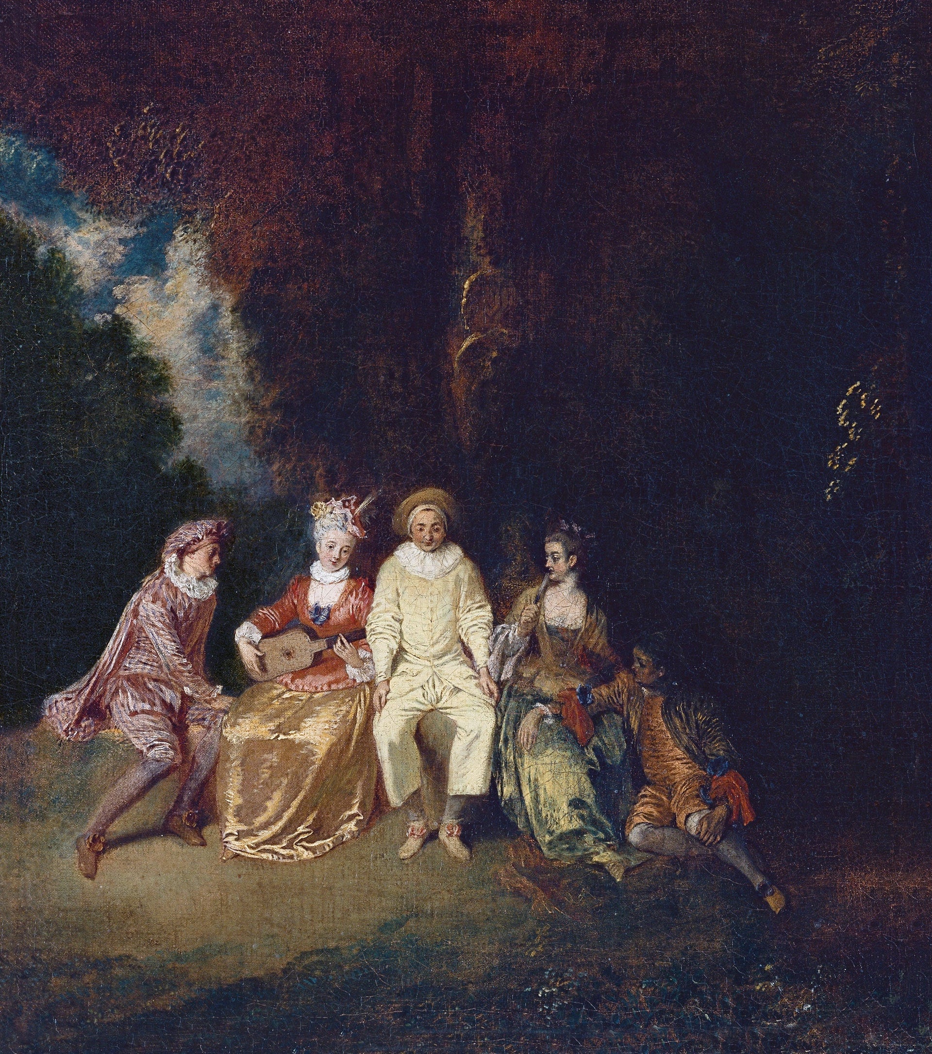 Contenu Pierrot - Antoine Watteau image 1 copie de tableau peinte à la main