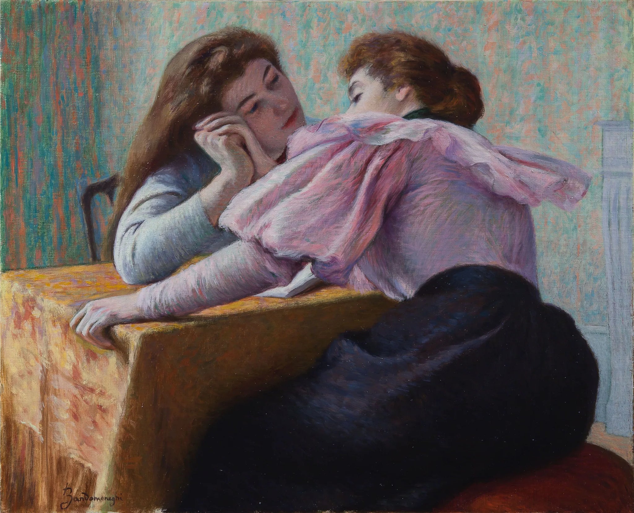 Conversation à table - Federico Zandomeneghi image 1 reproduction de peinture à l’huile