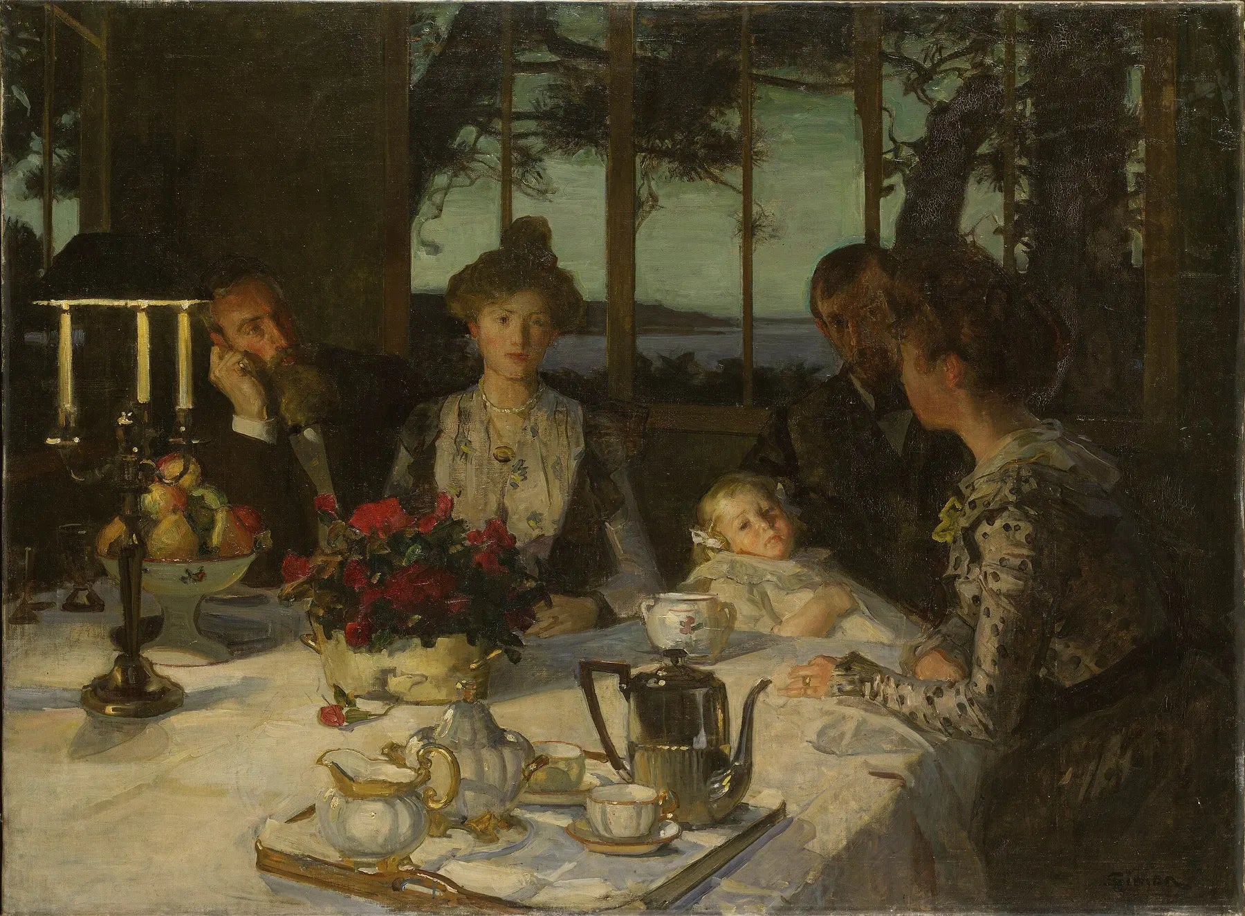 Conversation au crépuscule - Lucien Simon image 1 reproduction de peinture à l’huile