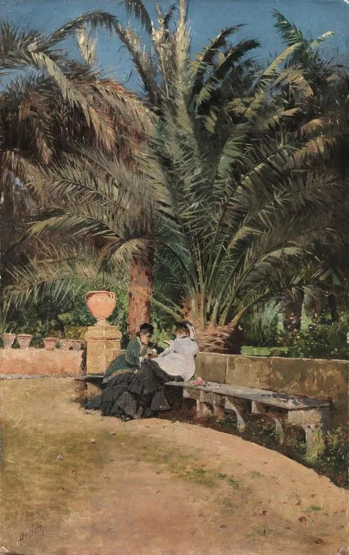 Conversation dans le jardin - Giuseppe De Nittis image 1 reproduction d’œuvre d’art à l’huile