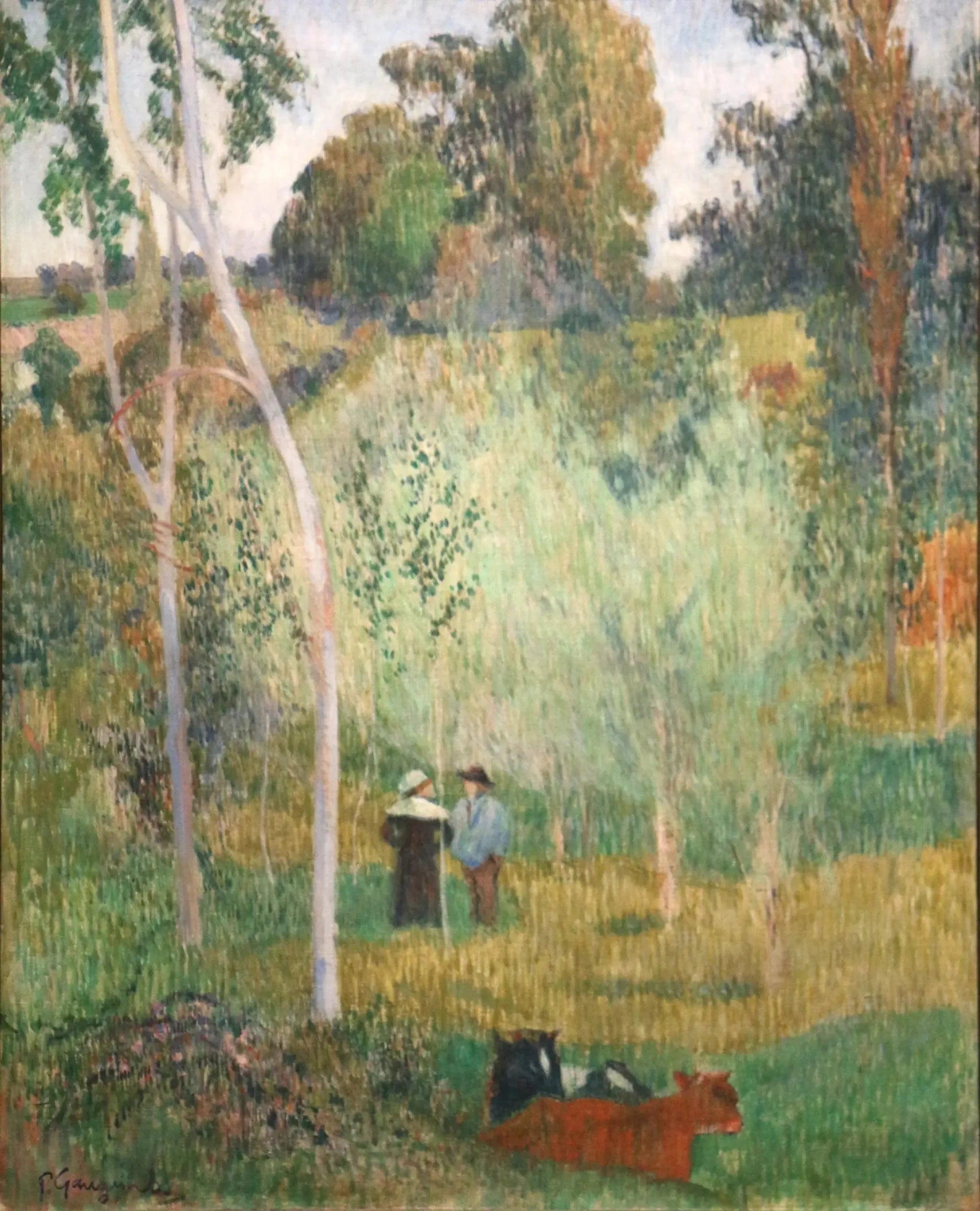 Conversation dans les prés, Pont-Aven - Paul Gauguin image 1 reproduction artisanale de tableau