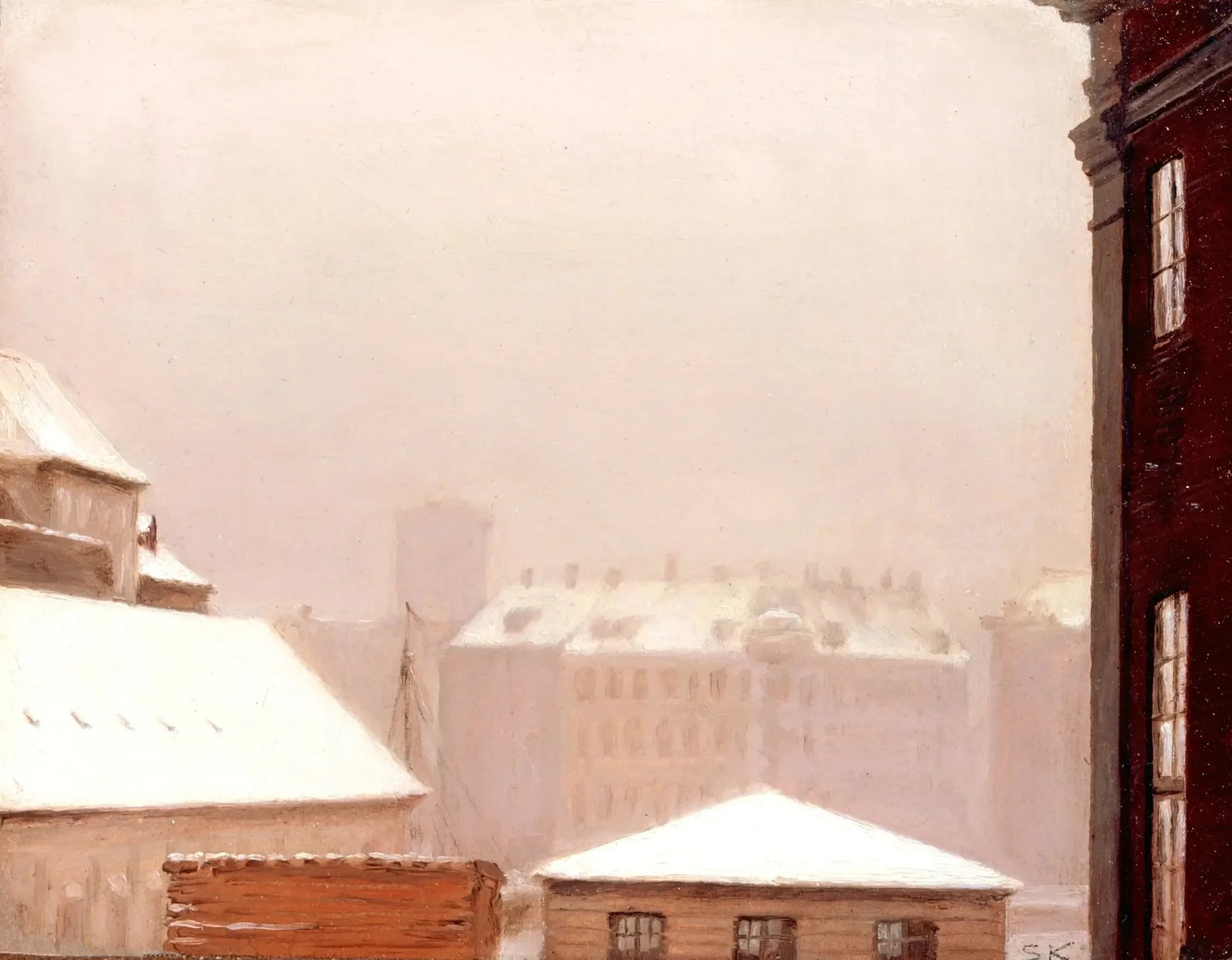 Copenhague : les toits sous la neige - Peder Severin Krøyer image 1 tableau peint à l’huile sur toile